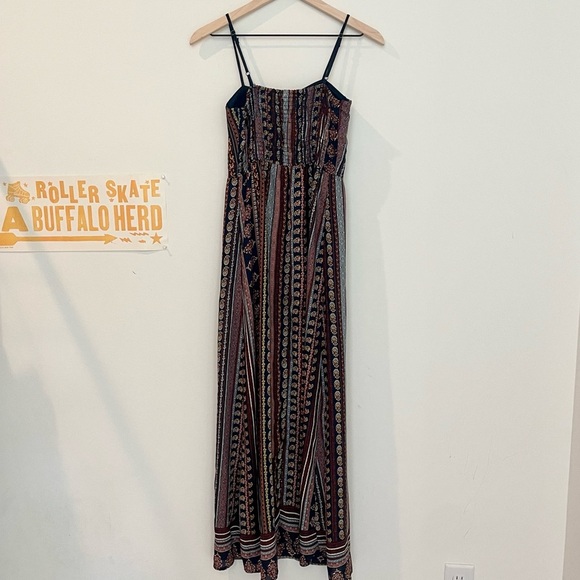 Xhilaration Y2K 90s Navy Blue Print Corset Boho maxi‎ dress - Picture 5 of 11